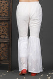 Set Of 2: Embroidered Kalidar White Kurta And Sharara