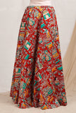 Set of 2: Red Cotton Slip and Cotton Kalamkari Skirt
