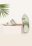 Mint Green & Silver Cruelty Free Leather Sandals