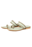 Mint Green & Silver Cruelty Free Leather Sandals