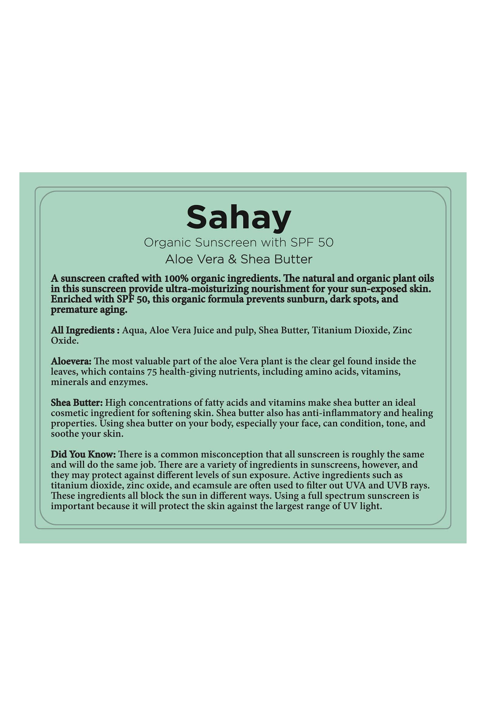 Sahay-Organic Sunscreen With SPF 50-50gms