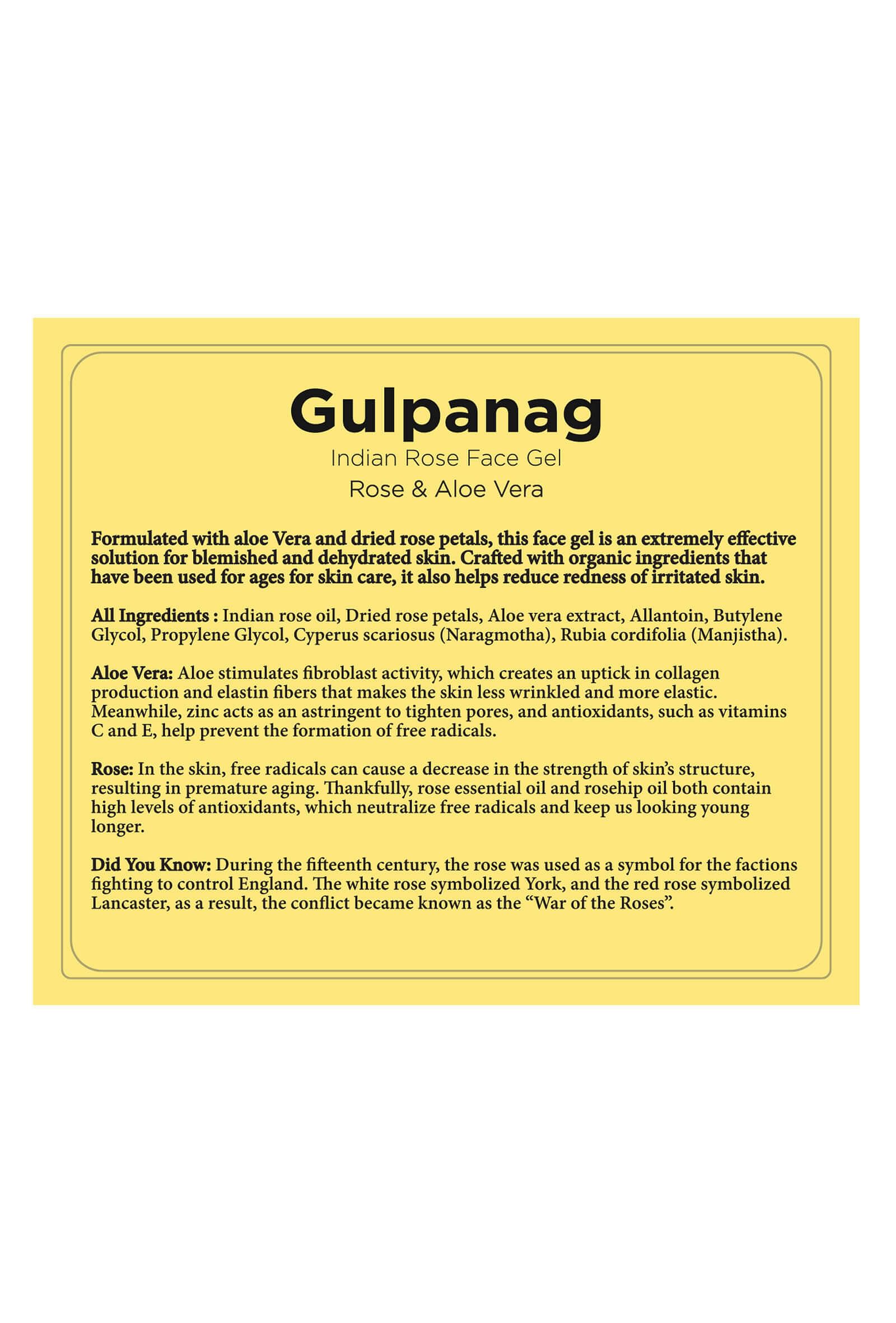 Gulpanag- Indian Rose Face Gel-50gms