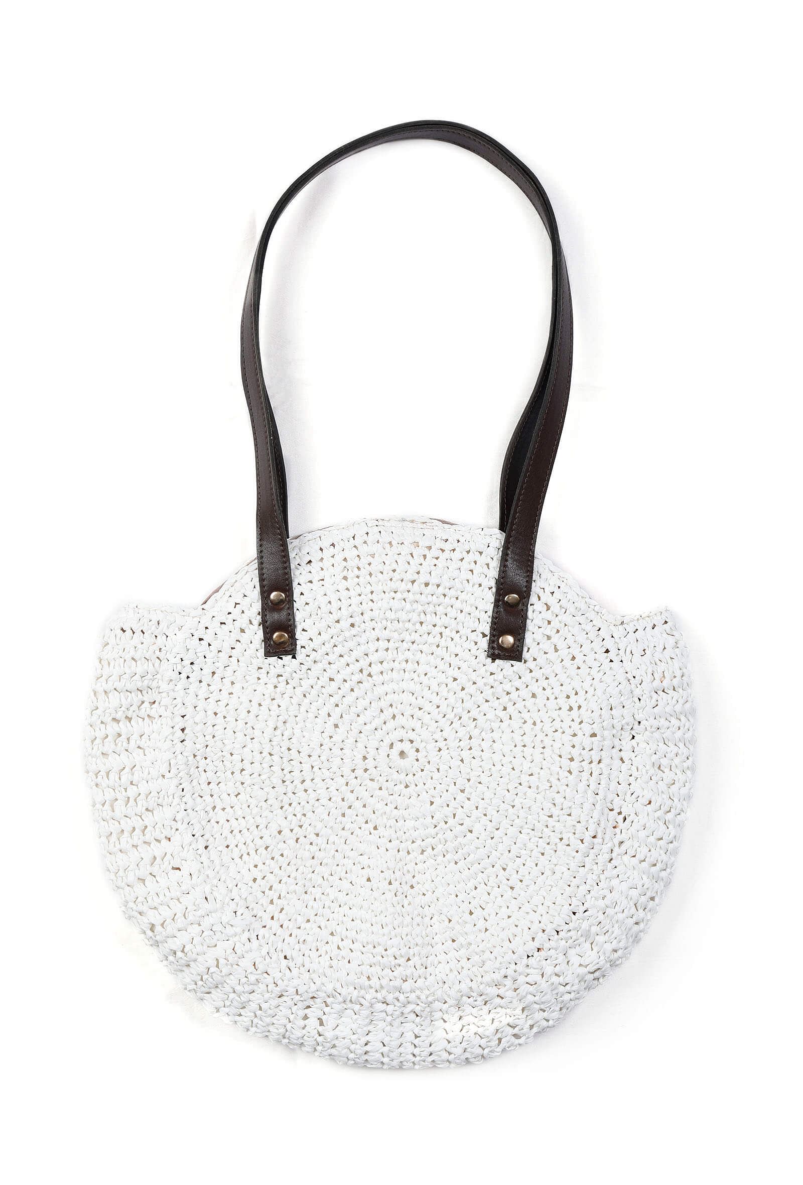 White Raffia Crochet Bag
