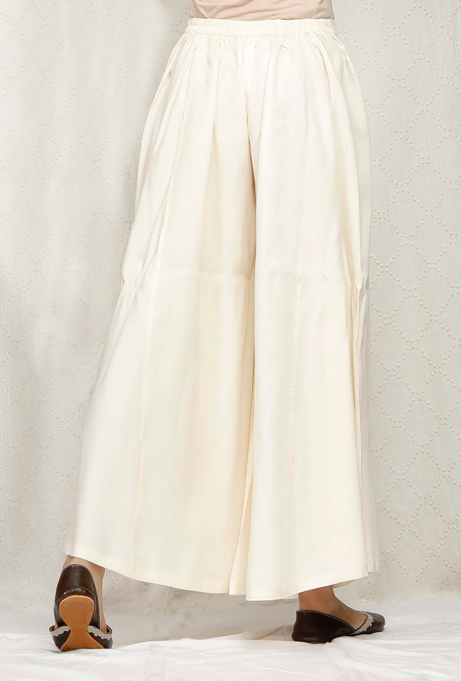 Off White Rayon Culottes