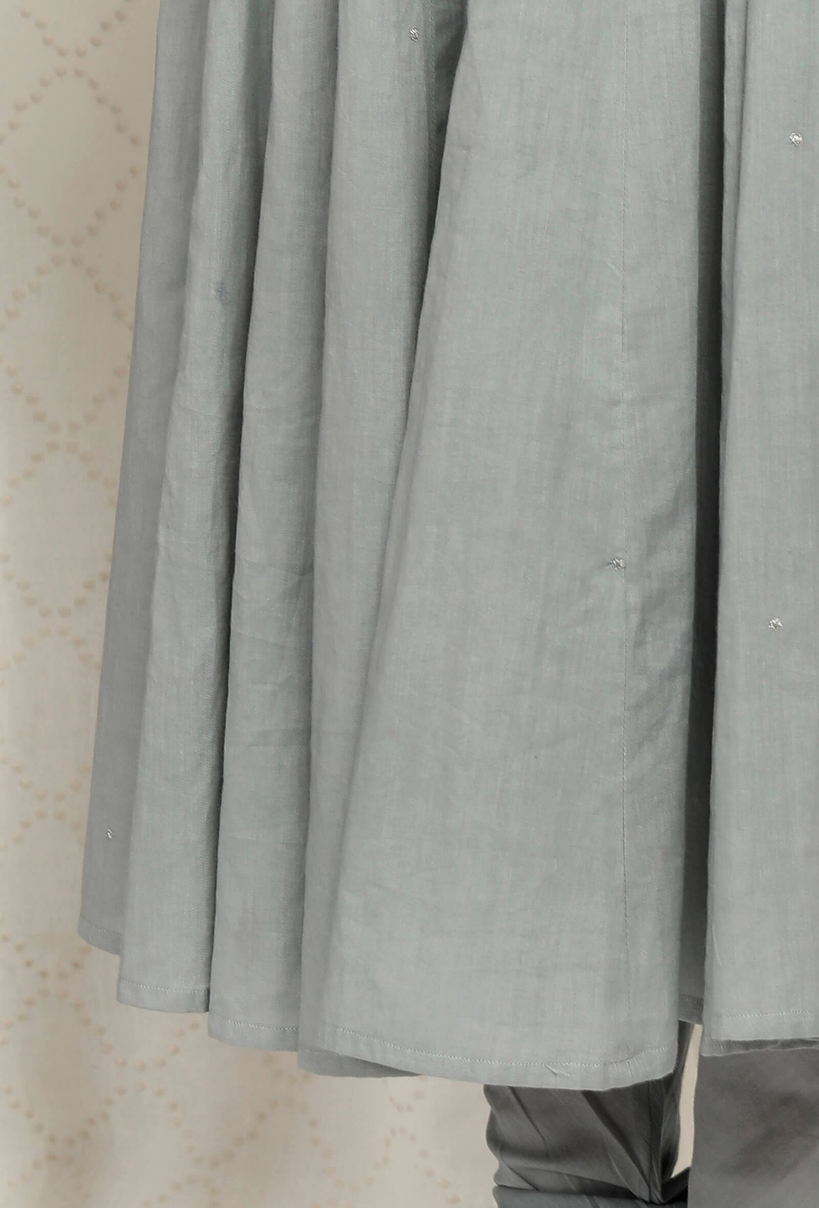 Zari Embroidered Grey Cotton Kurta
