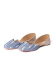 Sky Blue Heart Embroidery Ikat Jutti