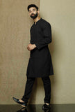 Set of 2:Onyx  Cotton Overlap Kurta and Pyjama
