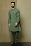 Set of 2:Moss Green Cotton Cambric Kurta and Pyjama