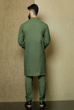 Set of 2:Moss Green Cotton Cambric Kurta and Pyjama