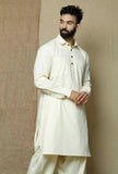 Off White Collared  Cotton Kurta