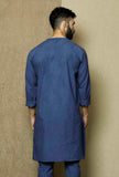 Ocean Blue Side Placket  Cotton Kurta