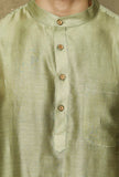 Olive Green Pure Banarasi Silk Chanderi Kurta