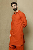 Tangerine  Cotton Kurta