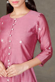 Set of 3- Purple Chanderi Kurta, Pallazo and Organza Dupatta
