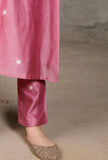 Set of 3- Purple Chanderi Kurta, Pallazo and Organza Dupatta