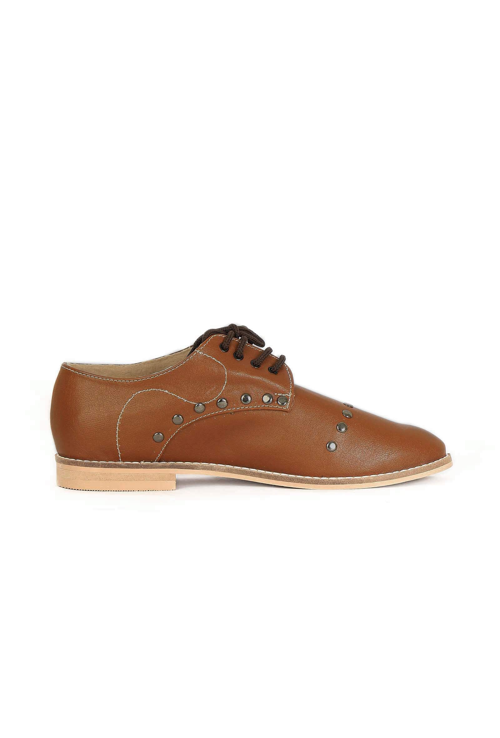 Tawny Oxford Shoes With Bullet Studs