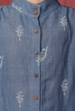 Set of 2: Blue Handblock Printed Linen Shirt with Brown Linen Pants