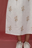 White Handblock Printed overlap Linen Dress
