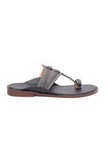 Metal Grey Handcrafted Cruelty-Free Leather Kolhapuri Inspired Chappals