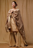 Set of 2: Gold Chanderi Kurta and Gold Chanderi Sharara