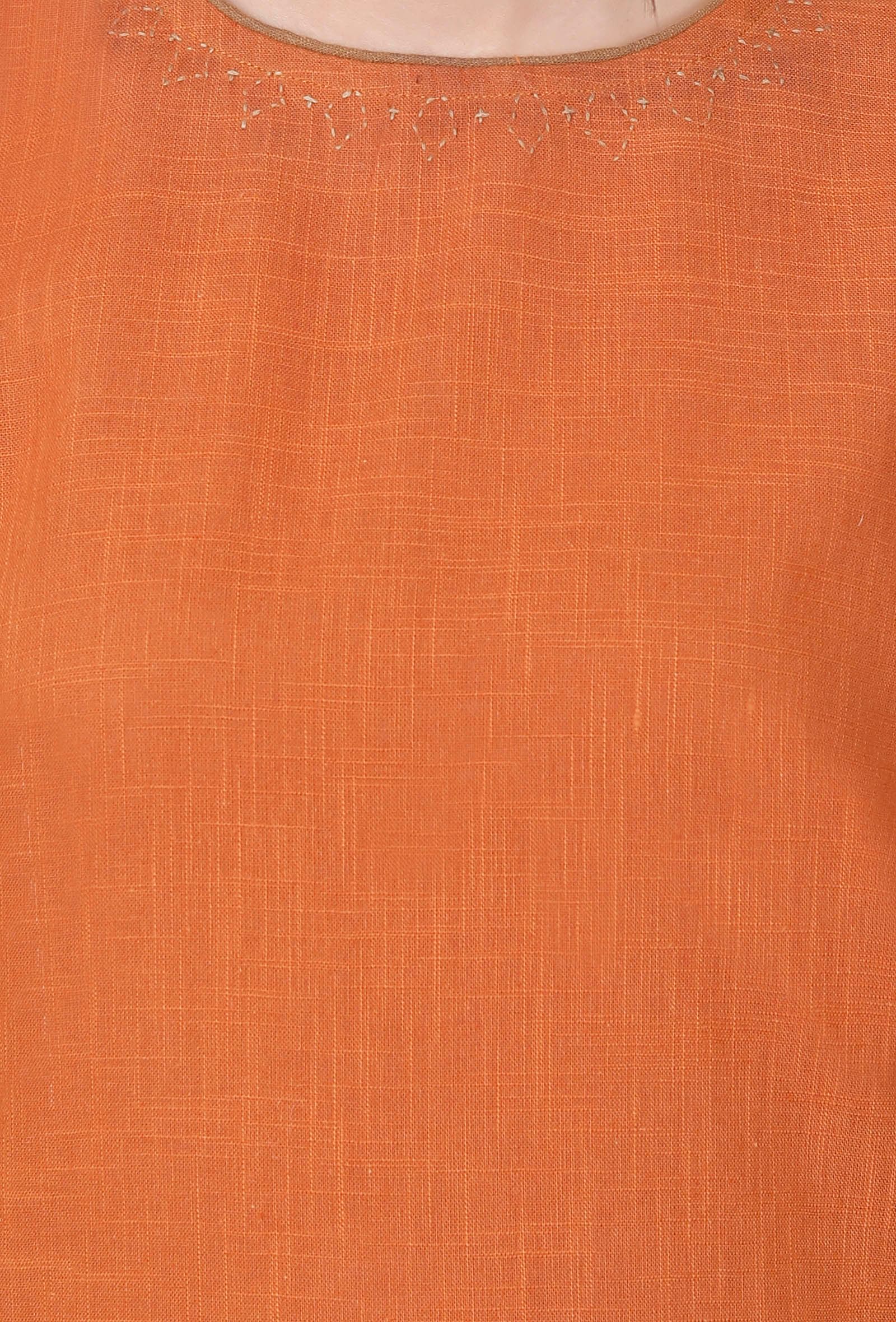Color Blocked Rust Orange A-line kurta