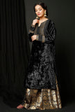 Set of 2 : Black Velvet Phiran and Black Banarsi Brocade Skirt