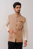 Beige Pure Kashmiri Wool Nehru Jacket