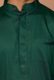 Set of 2:Pine Green Cotton Satin Kurta and Pyjama