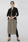 Traditional Kalamkari cotton slip with artistic, nature-inspired designs in earthy tones