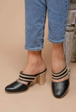 Black Chandini Braided Block Heels