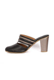 Black Chandini Braided Block Heels