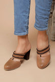 Tan Bhoori Braided Block Heels