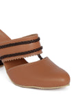 Tan Bhoori Braided Block Heels