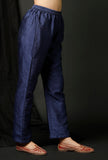 Blue Raw Silk Pants