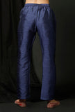 Blue Raw Silk Pants
