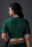 Bottle Green Raw Silk Plain Blouse