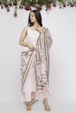 Set of 3:  Light Pink Cotton Slip with Pink Culotte and Hand-Block Printed  Kota Dupatta