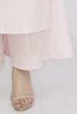 Set of 3:  Light Pink Cotton Slip with Pink Culotte and Hand-Block Printed  Kota Dupatta