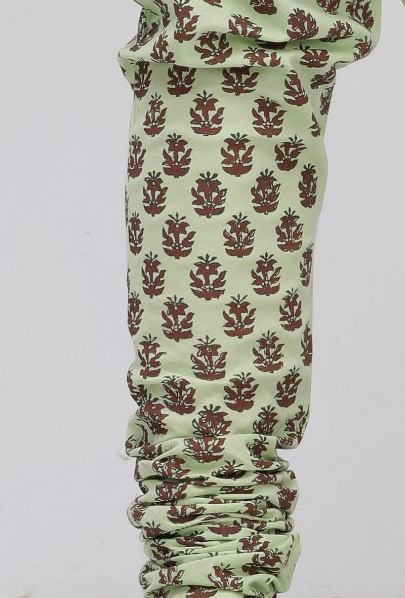 Green Hand-Block Printed Cotton Chooridar