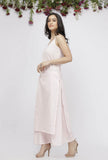 Set of 2 : Light Pink  Plain Cotton Slip Paired with Cotton Culottes