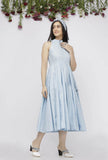 Blue Plain Cotton  Tasseled  Anarkali