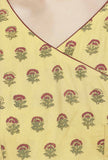 Yellow Long Gathered Hand-Block Printed Cotton Kurta