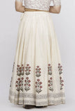 Off White  Hand-Block Printed Kalidaar  Kota Skirt