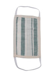 Set of 2: Green and White Stripes Pure Woven Cotton Kurta and Pants with Complimentary Matching Mask