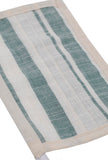 Set of 2: Green and White Stripes Pure Woven Cotton Kurta and Pants with Complimentary Matching Mask