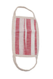 Peach  Red and White Stripes Pure Woven Cotton Kurta With Complimentary Matching Mask