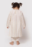 Set of 2 - Cream White Malmal Kurta with Plain Pajama