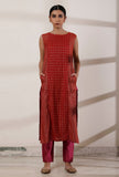 Maroon Zari Woven Chanderi Straight Kurta