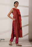 Maroon Zari Woven Chanderi Straight Kurta