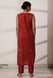 Maroon Zari Woven Chanderi Straight Kurta